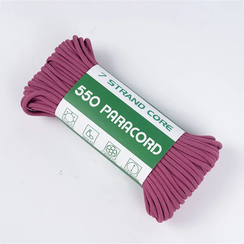 7 sruogų šerdies 4 mm kieta rožinė violetinė 550 poliesterio paracord